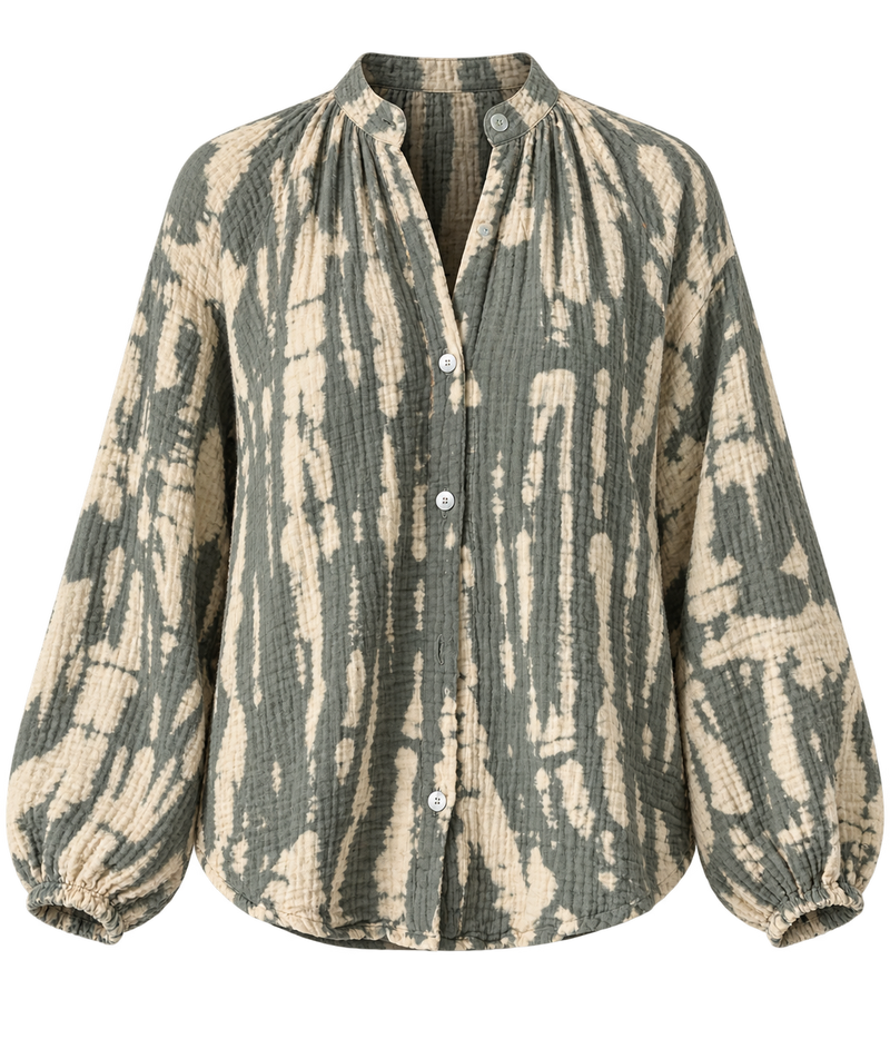 Electric & Rose Winnie Horizon Shirt in Moss Ivory - product flat lay image