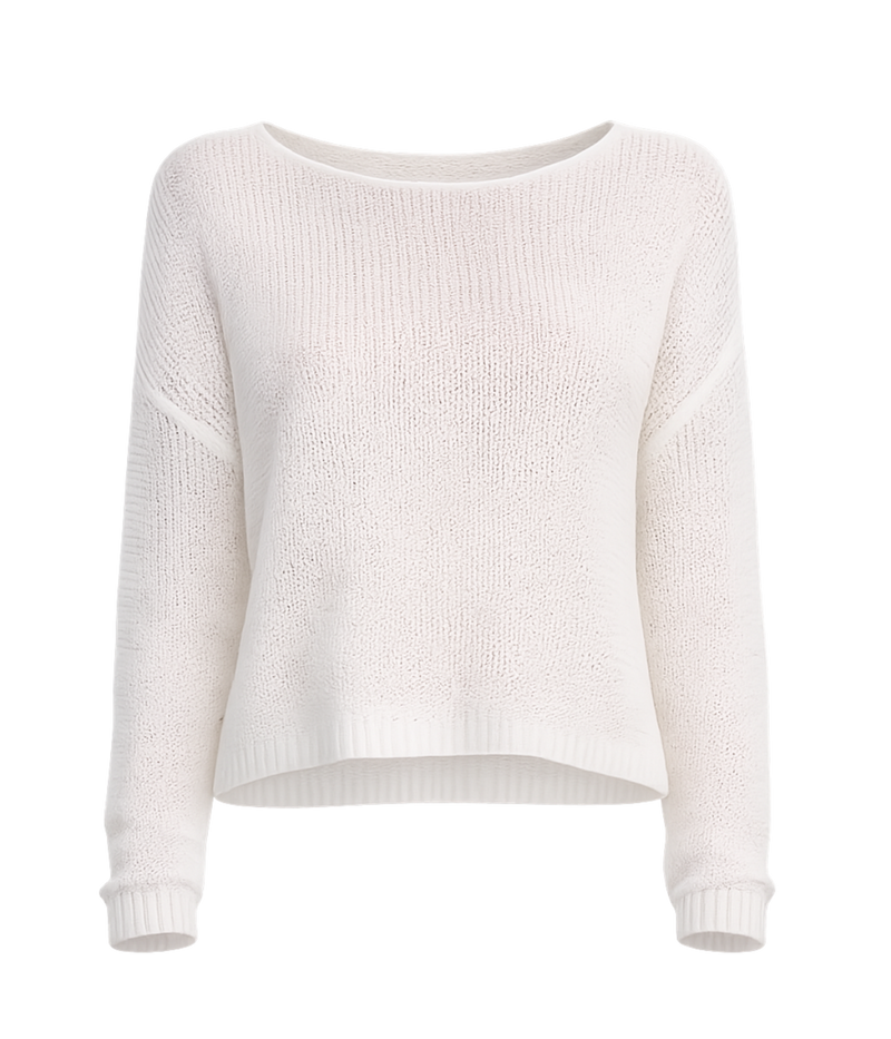 Linen Open Bateau Top In White