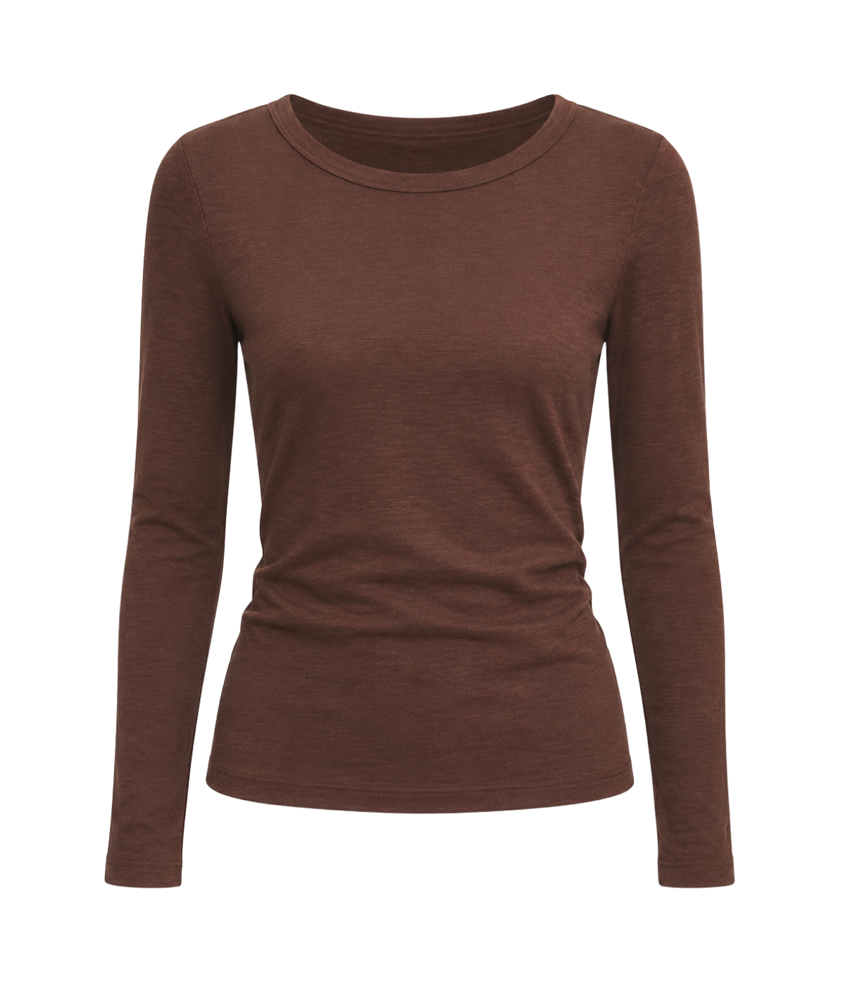 Textured Rib L/S Crewneck In Chocolate