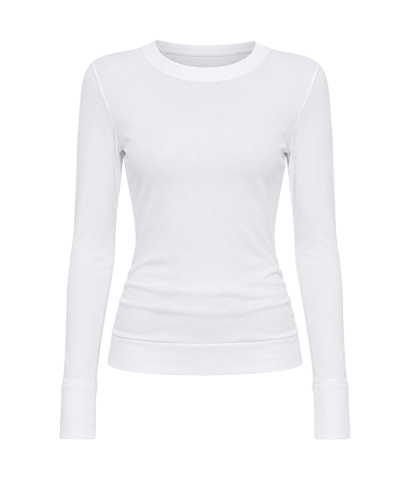Cashmere Easy Cuffed Crew In White