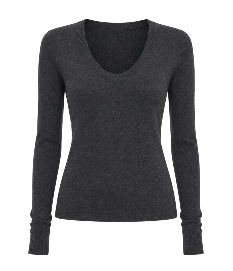 Cashmere Easy Cuffed U In Charcoal