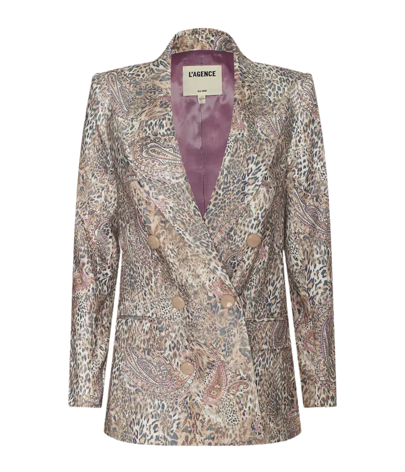 Cambrie Oversized Blazer In Tan Valencia Leopard