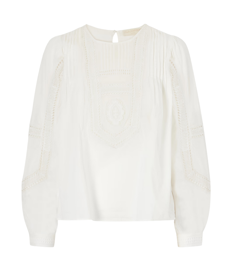 Marlowe Long Sleeve Cotton Top In Pristine