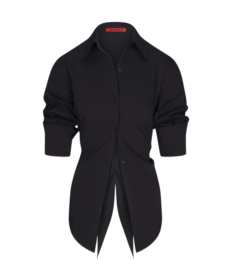 Loch Poplin Button Up in Black