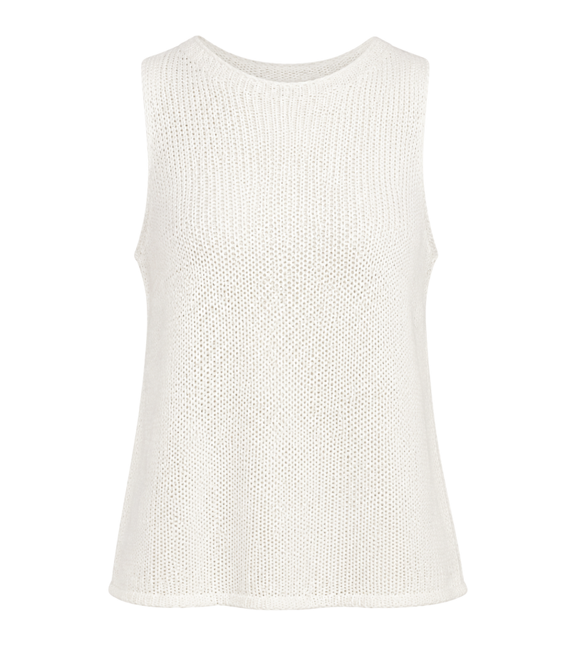 Linen Open Knit Tank in WHITE