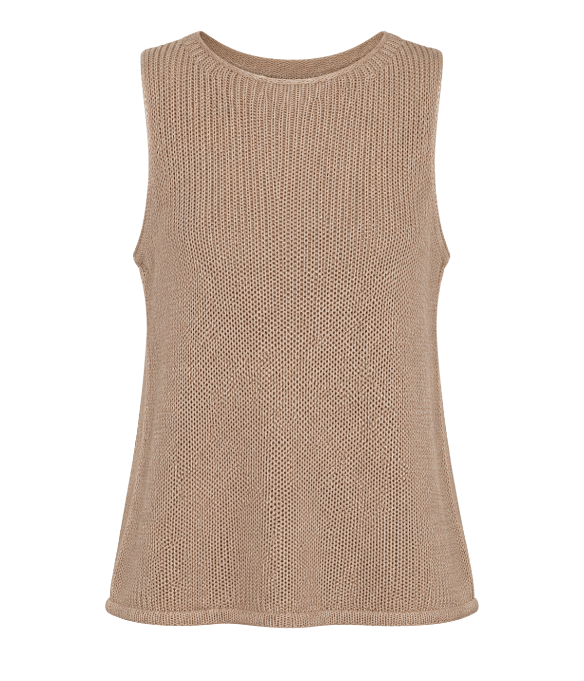 Linen Open Knit Tank in Flax