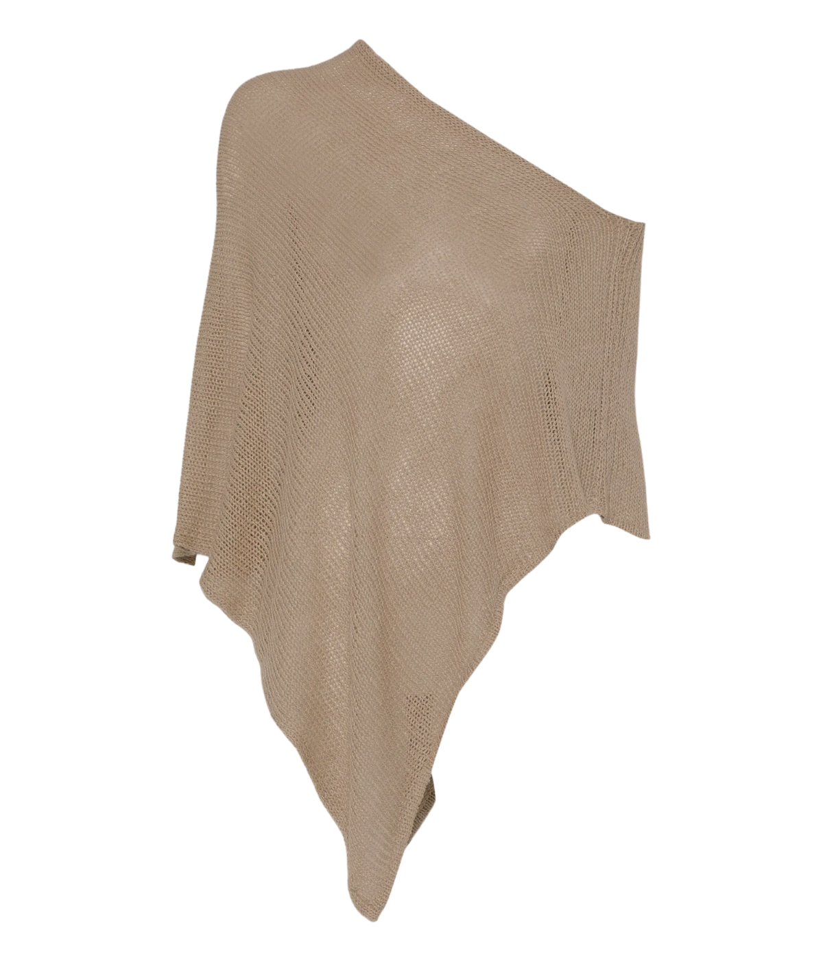 Linen Open Knit Poncho in Flax