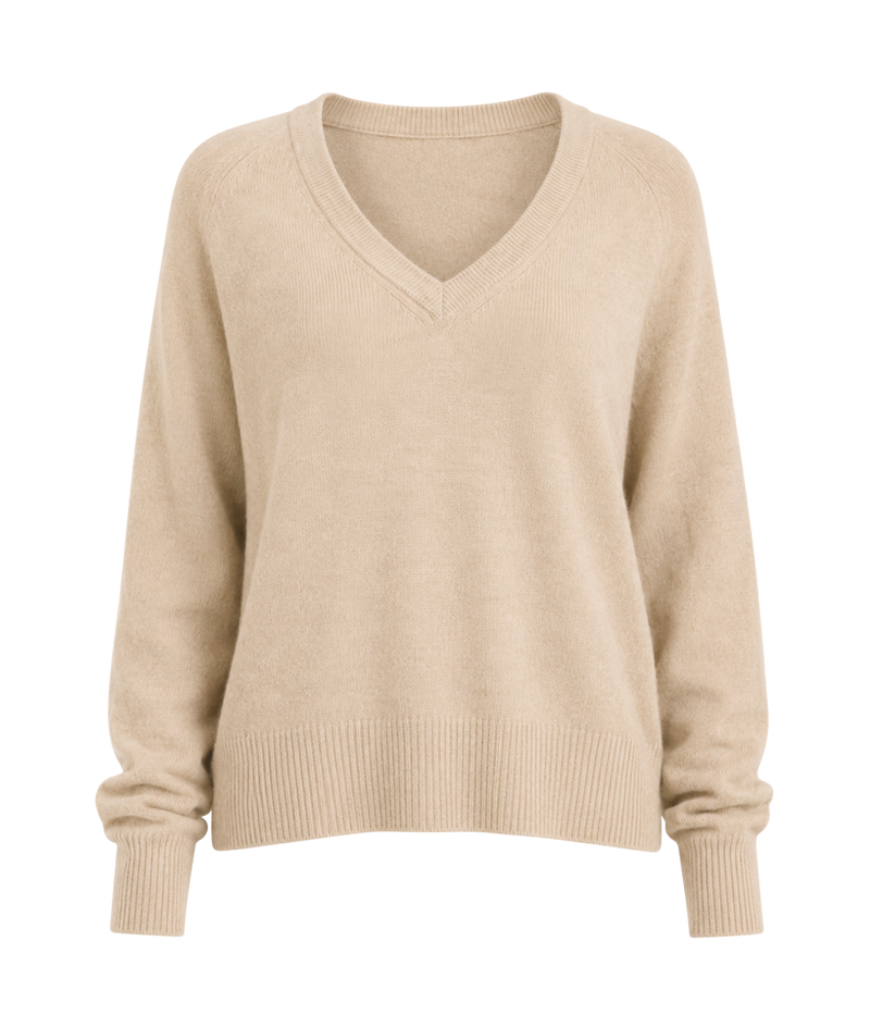 Sloane Cashmere V Neck In Oatmeal
