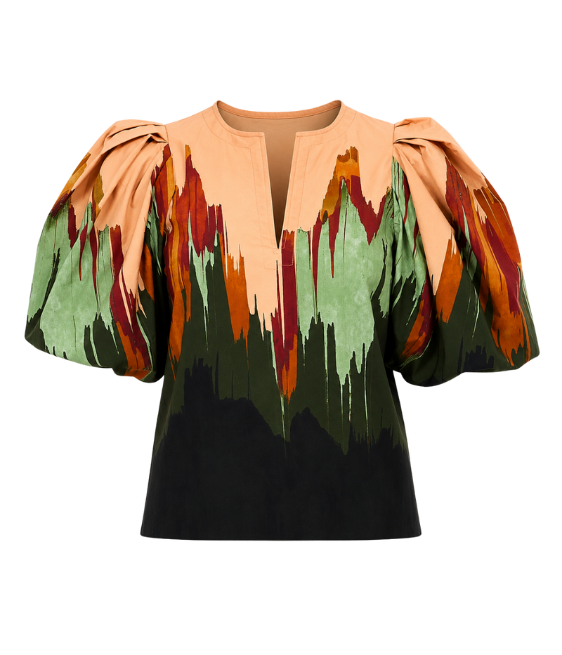 Florielle Short Sleeve Cotton Top In Agate