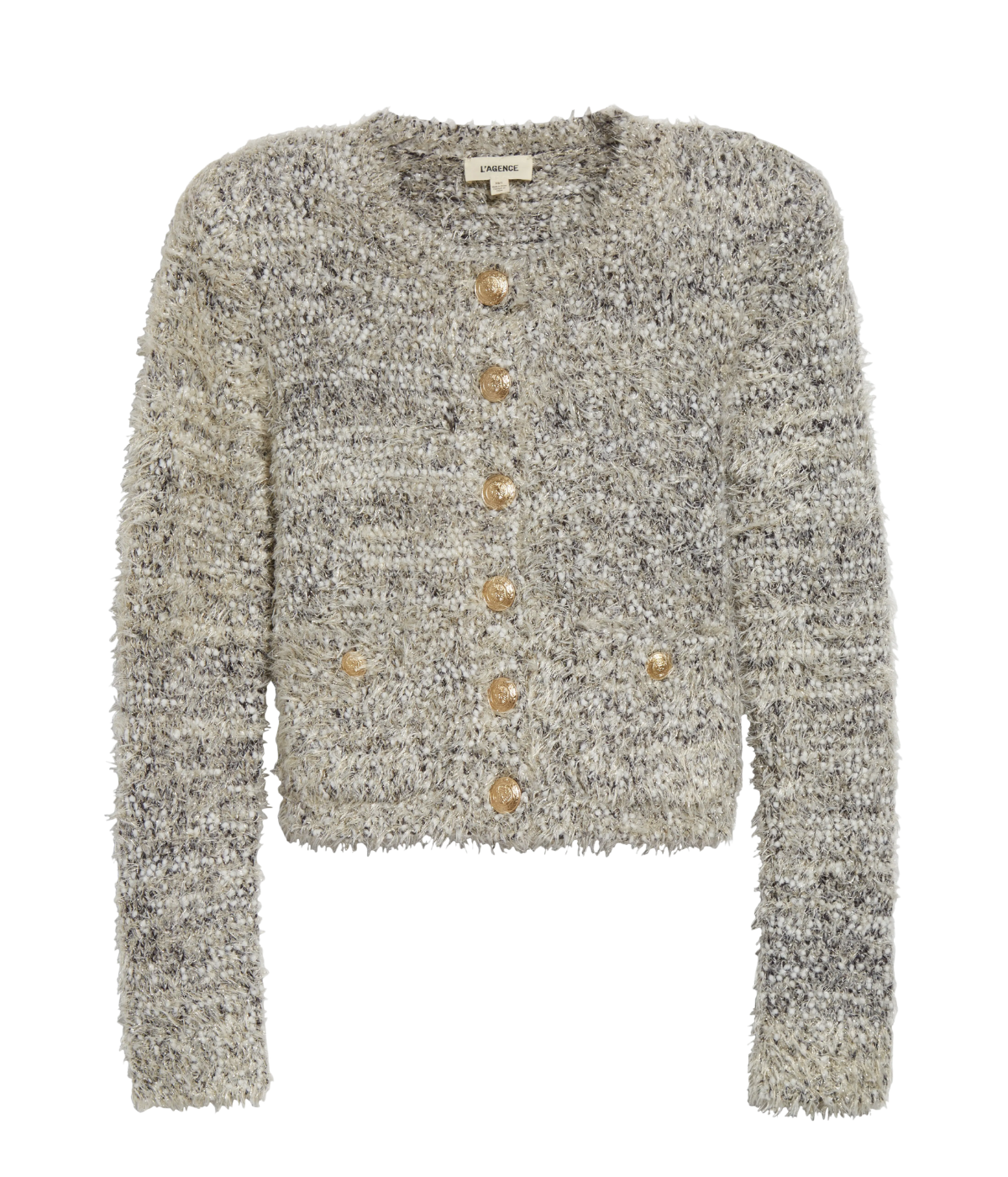 Una Knit Cardigan in Black Ivory Gold