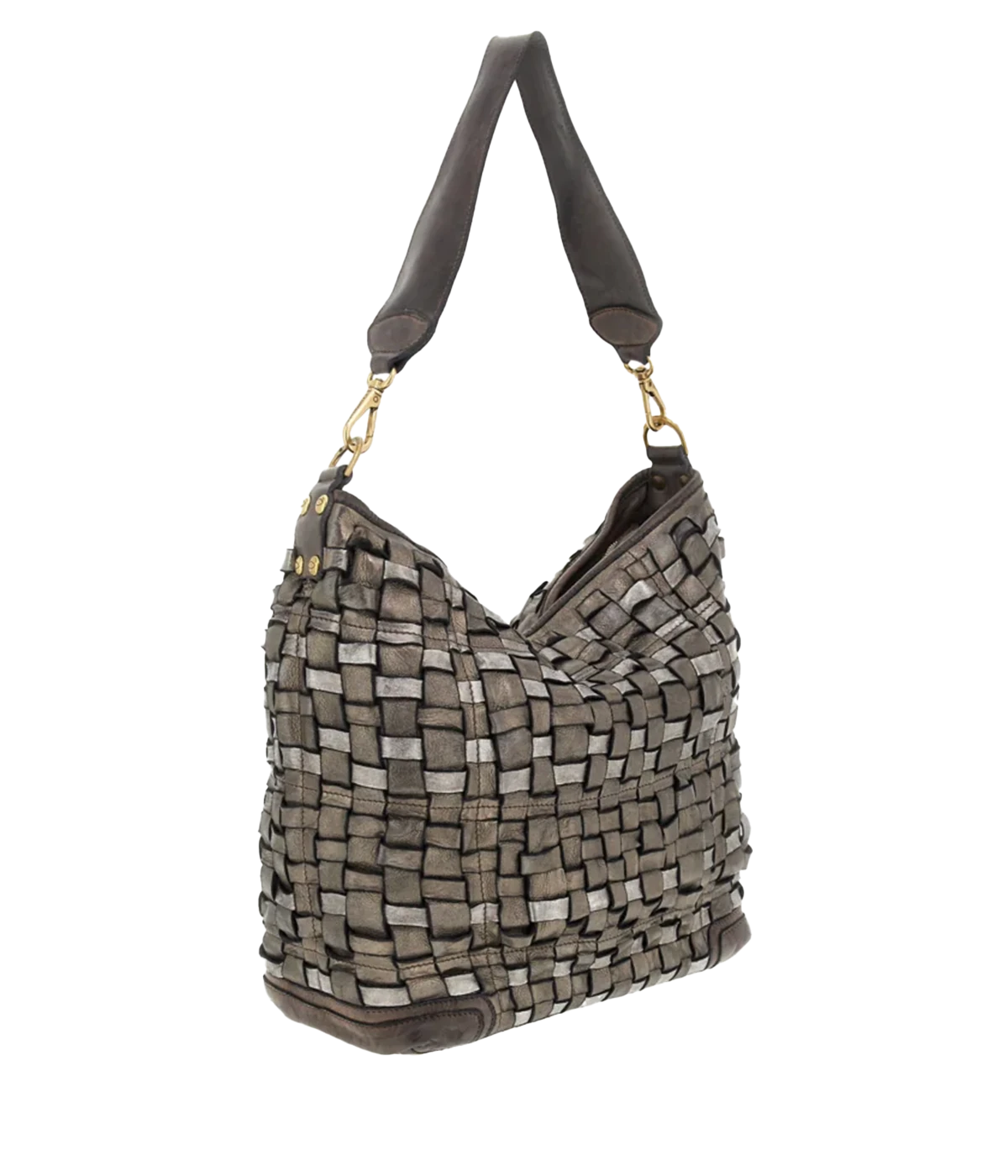 Woven Shoulder Bag in Lead Grey