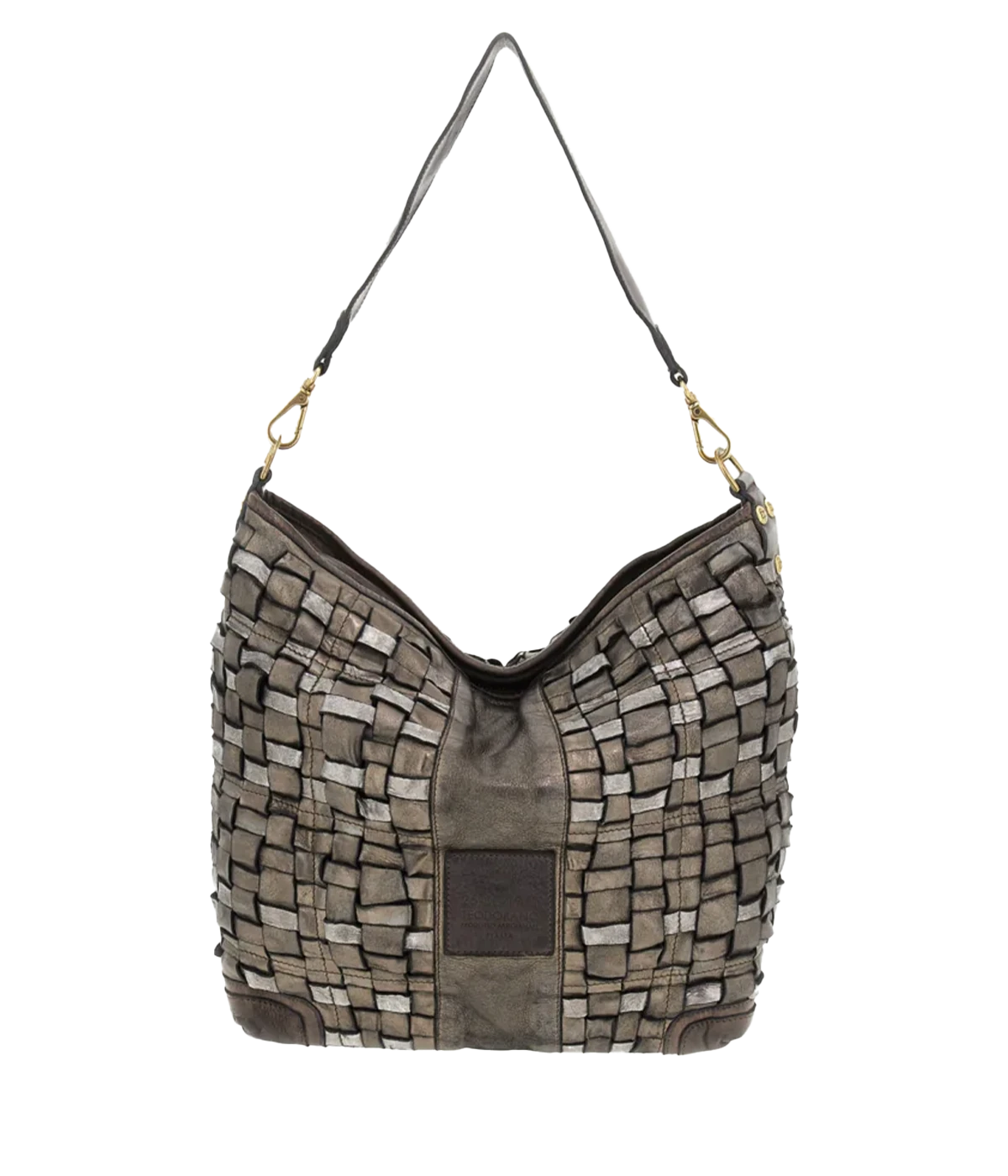 Woven Shoulder Bag in Lead Grey