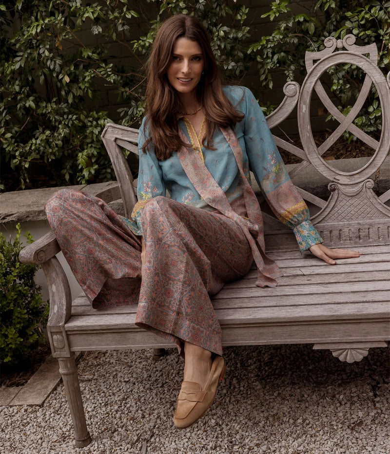 Aloe Silk Trousers in Peach