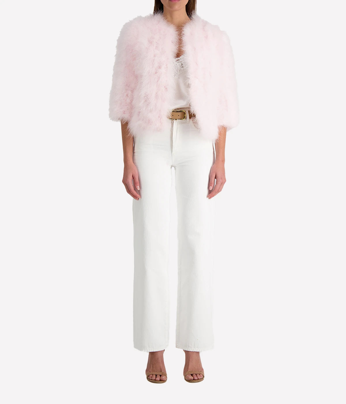 Yves Feather Jacket in Sorbet