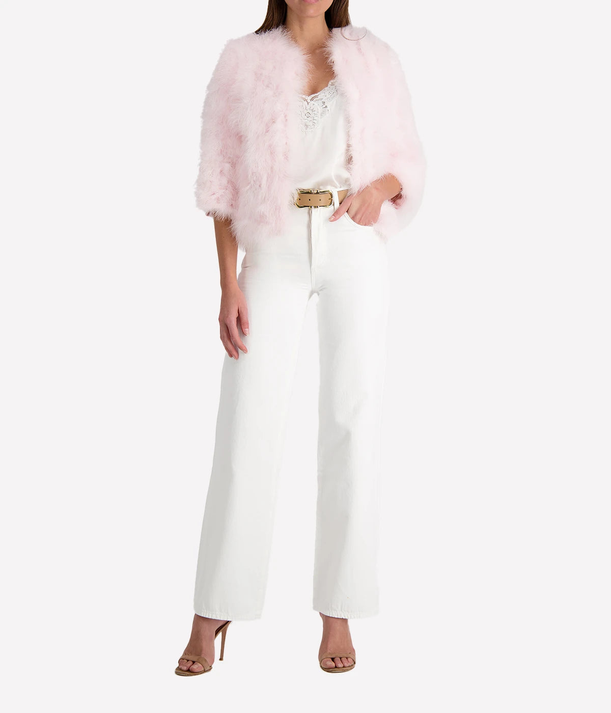 Yves Feather Jacket in Sorbet