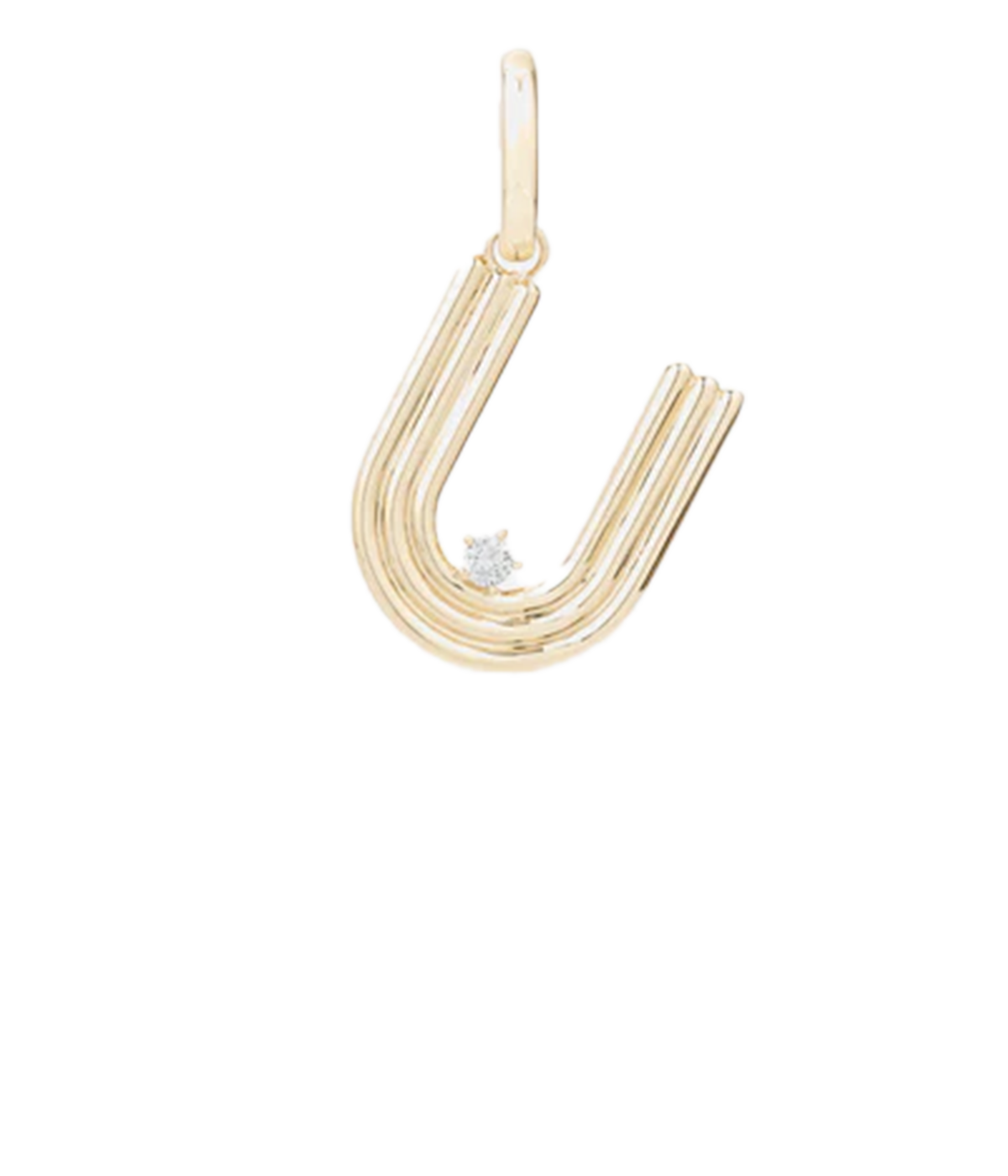 Groovy Diamond Initial U Charm 14K