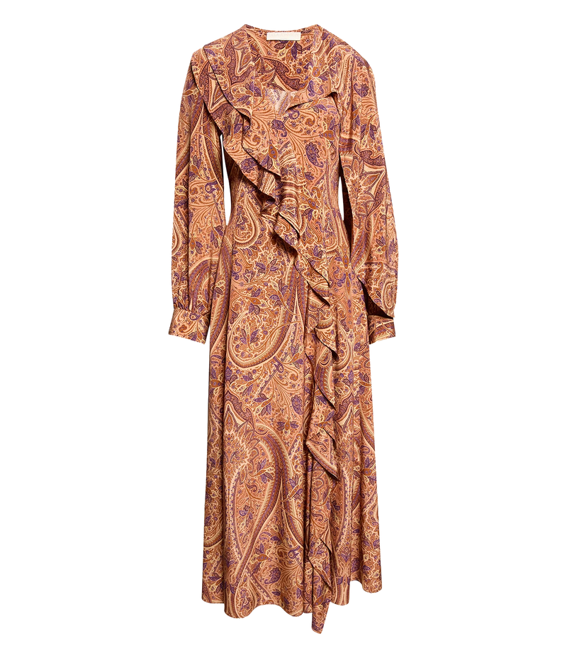 Ulla Johnson Sabrina Long Sleeve Silk Dress in Rosette front product view