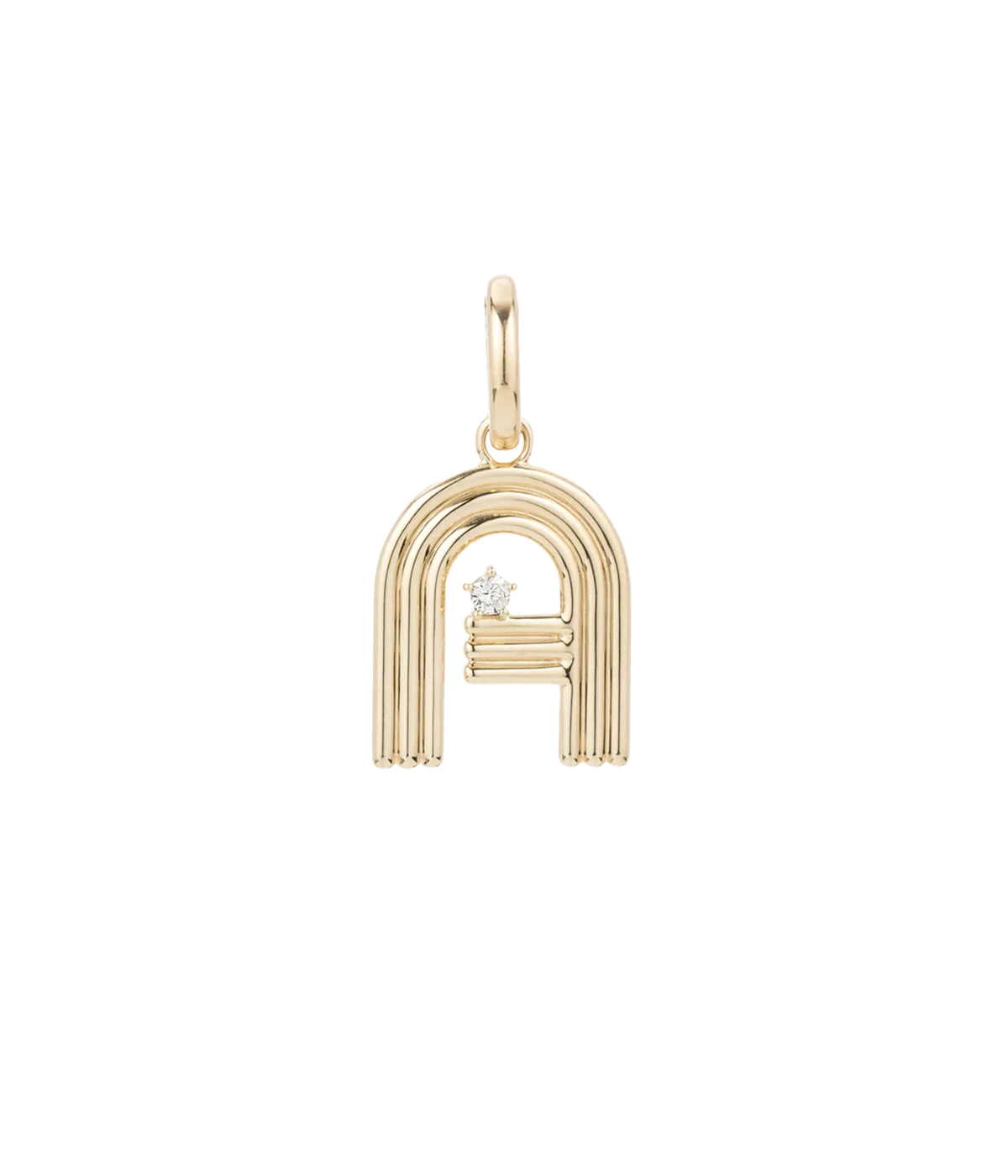Groovy Diamond Initial A Charm in 14K