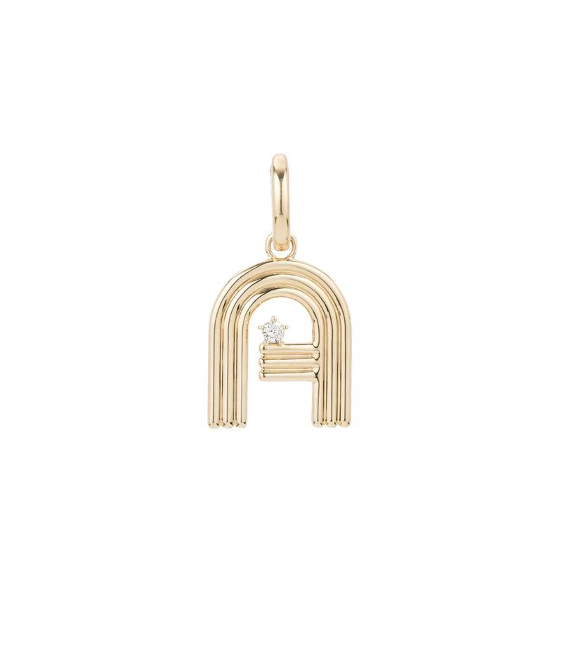 Groovy Diamond Initial A Charm in 14K