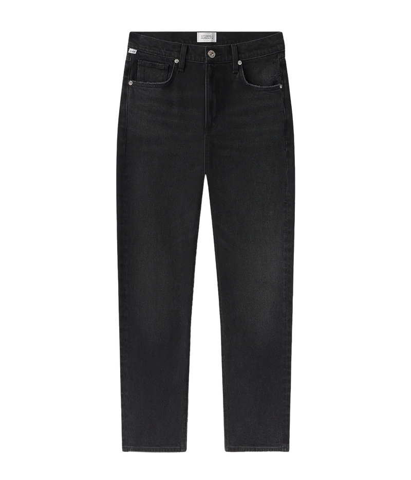 Citizens of Humanity Anissa Low Rise Straight Jean in Willow, flat lay view of low rise straight leg jeans