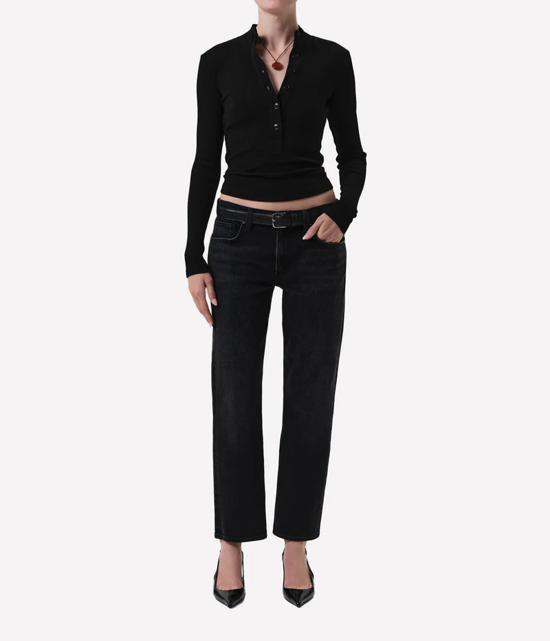 Citizens of Humanity Anissa Low Rise Straight Jean in Willow worn on model, front view of low rise straight leg denim jeans
