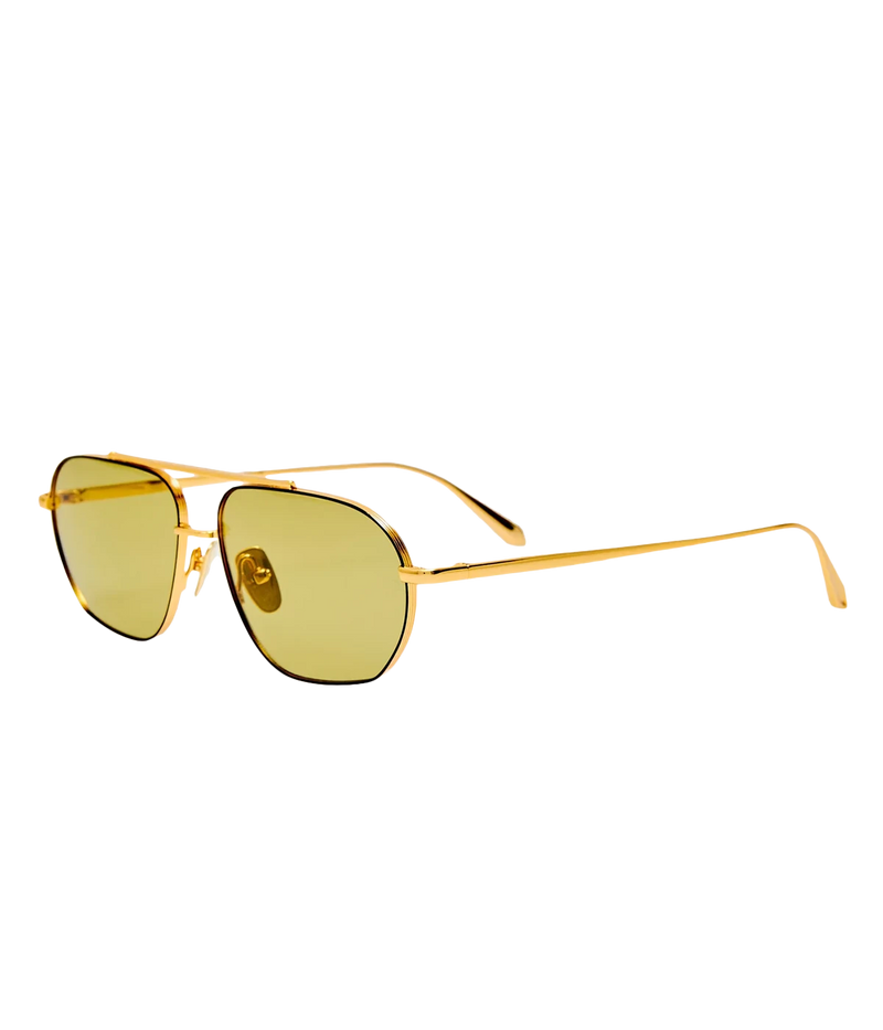 Arden Sunglasses in Yellow Gold/ Black/ Green
