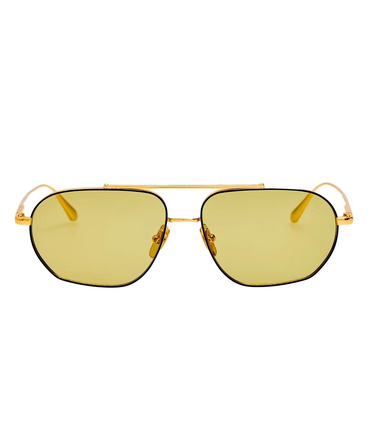Arden Sunglasses in Yellow Gold/ Black/ Green