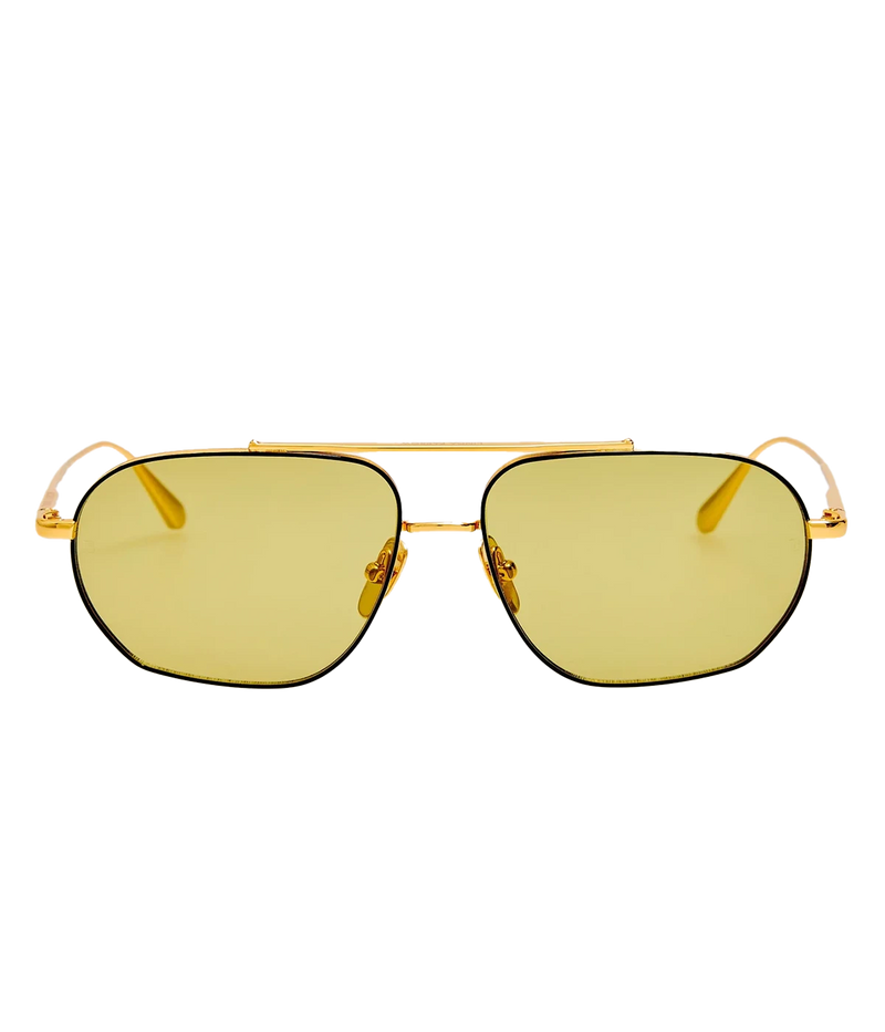 Arden Sunglasses in Yellow Gold/ Black/ Green