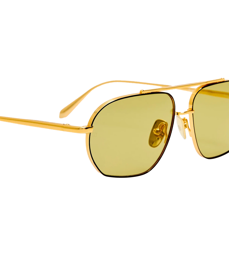 Arden Sunglasses in Yellow Gold/ Black/ Green