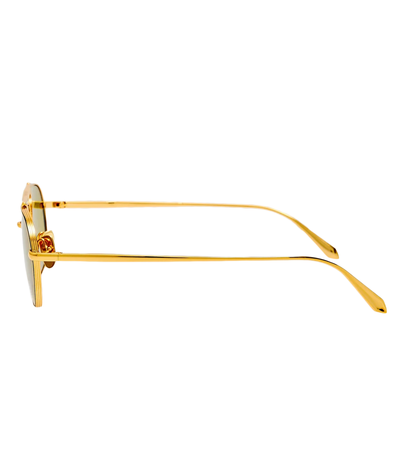 Arden Sunglasses in Yellow Gold/ Black/ Green