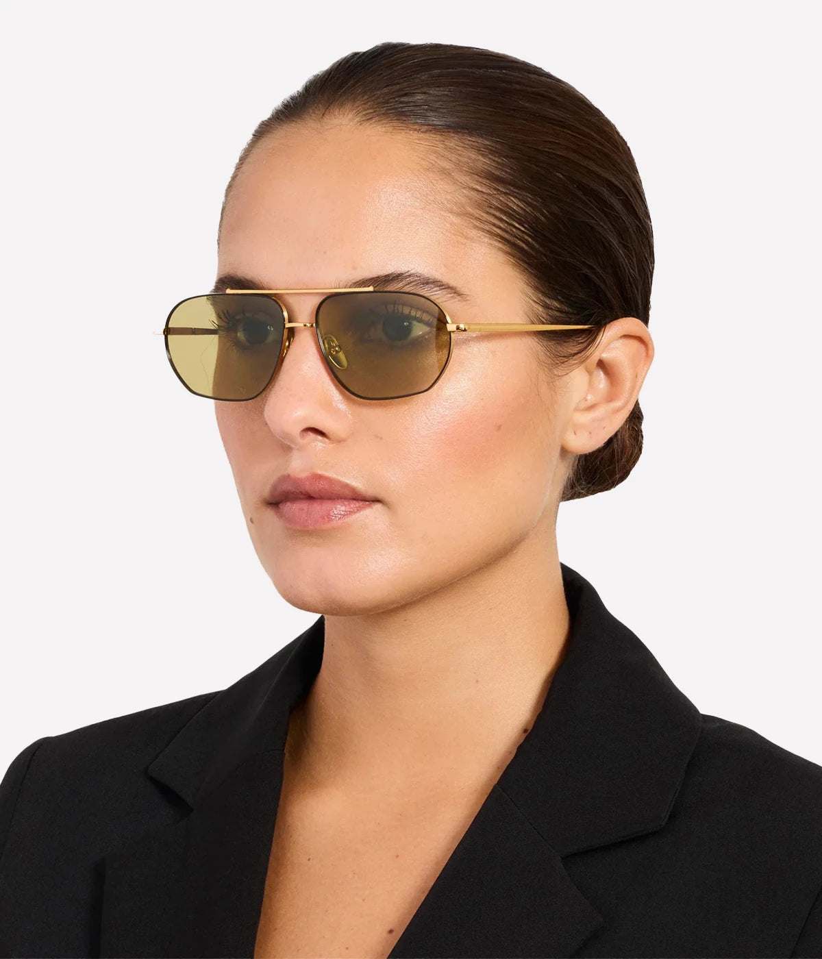Arden Sunglasses in Yellow Gold/ Black/ Green