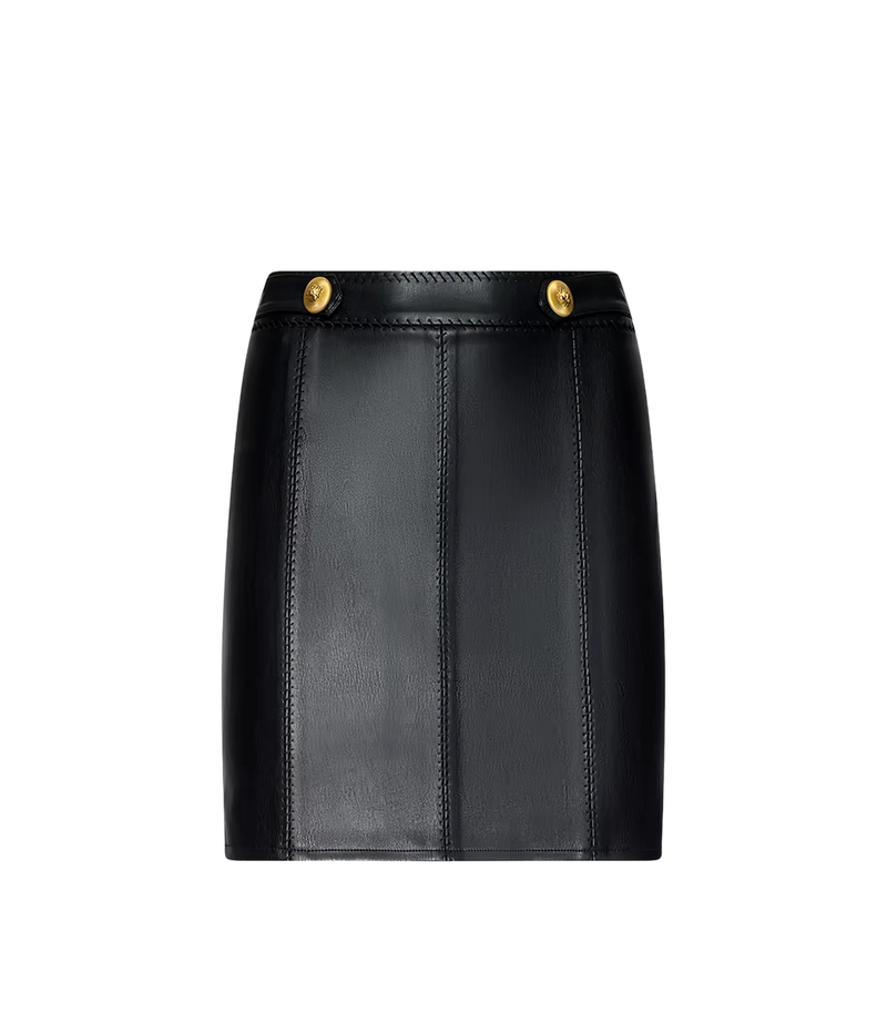 L'Agence Arlena Leather Mini Skirt in Black - product flat lay image