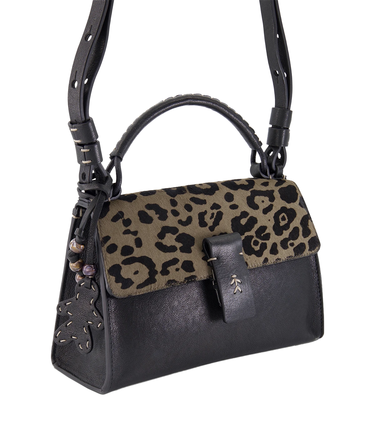Bag Precios Baguette Lace Leopardo in Nero