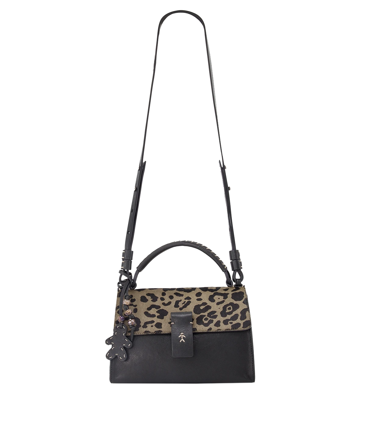 Bag Precios Baguette Lace Leopardo in Nero