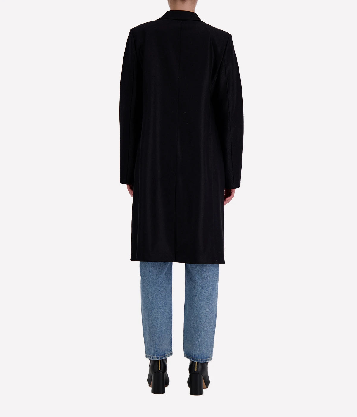 Light Pressed Wool Coat in BLACK