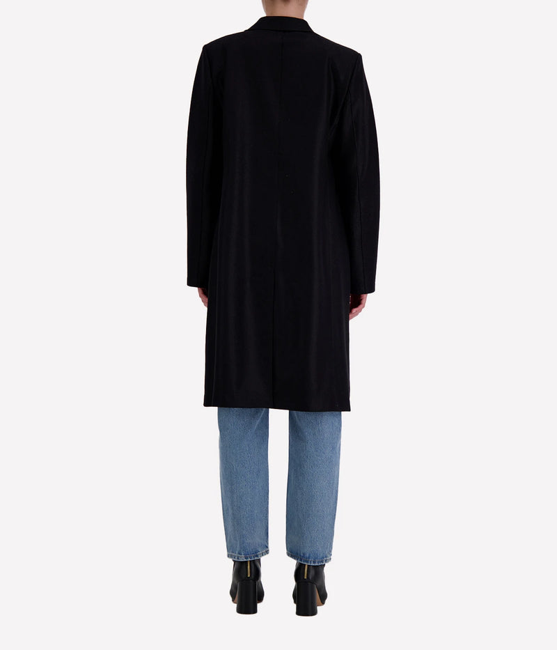 Light Pressed Wool Coat in BLACK