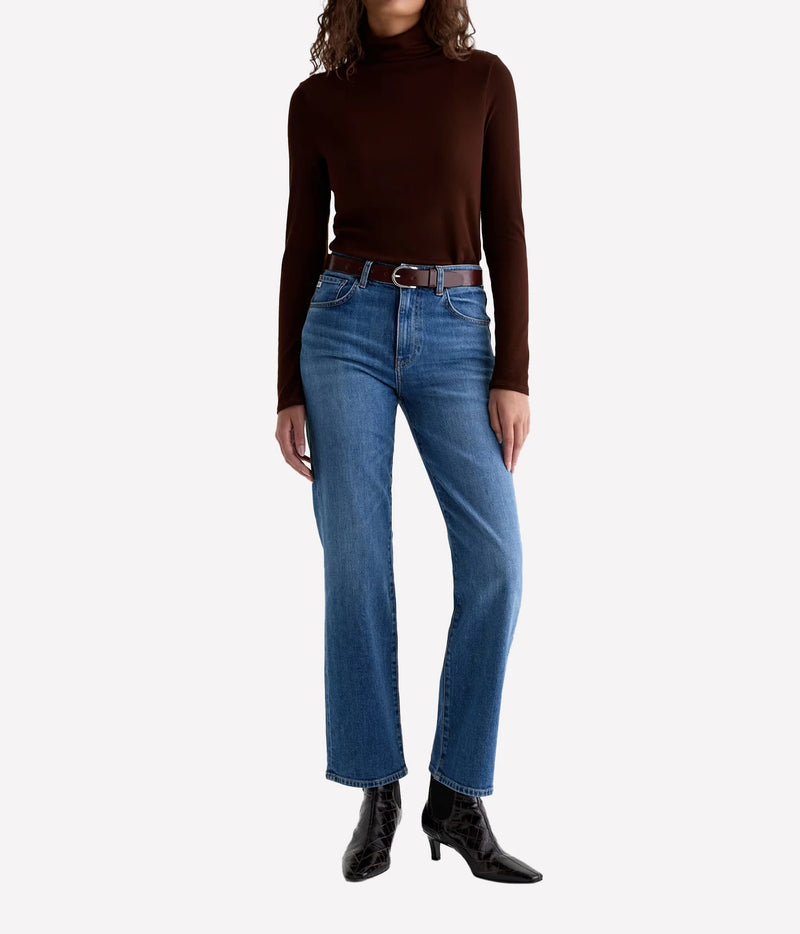 AG Jeans Brinley Jean in Chord, on model, full-length styled look