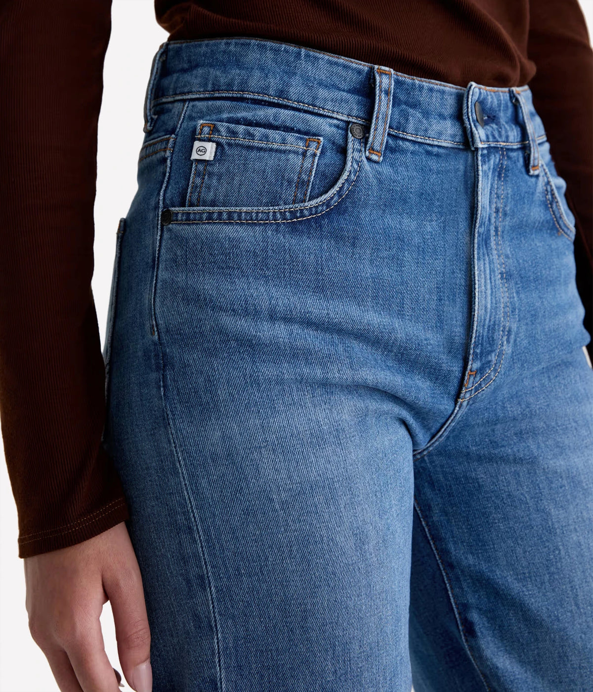 AG Jeans Brinley Jean in Chord, close-up of front pocket