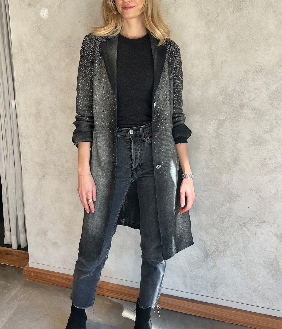 *FINAL SALE* Mat Stitch Coat w Studs in Huskey