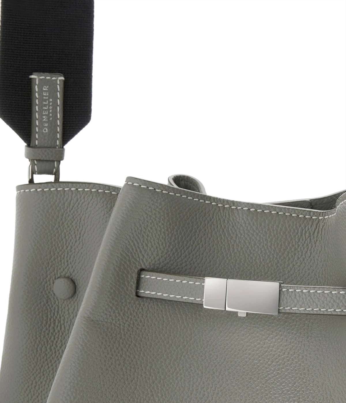 New York Hobo Bag in Stone Grey Ecru Stitching