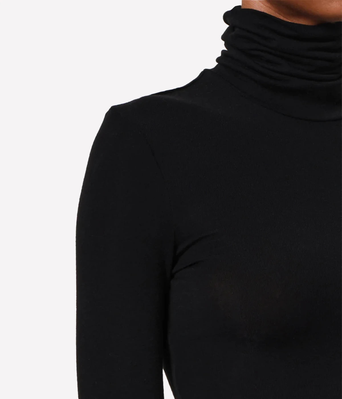 Black turtleneck sweater on a white background