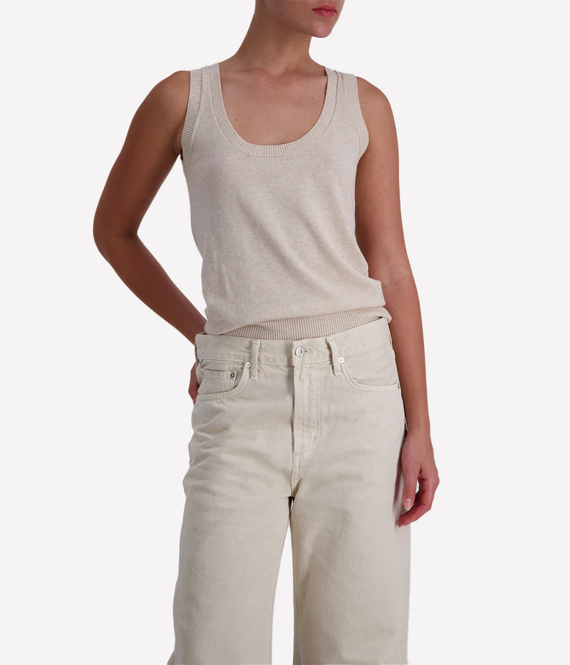 Cashmere Scoop Neck Tank in Brown Sugar