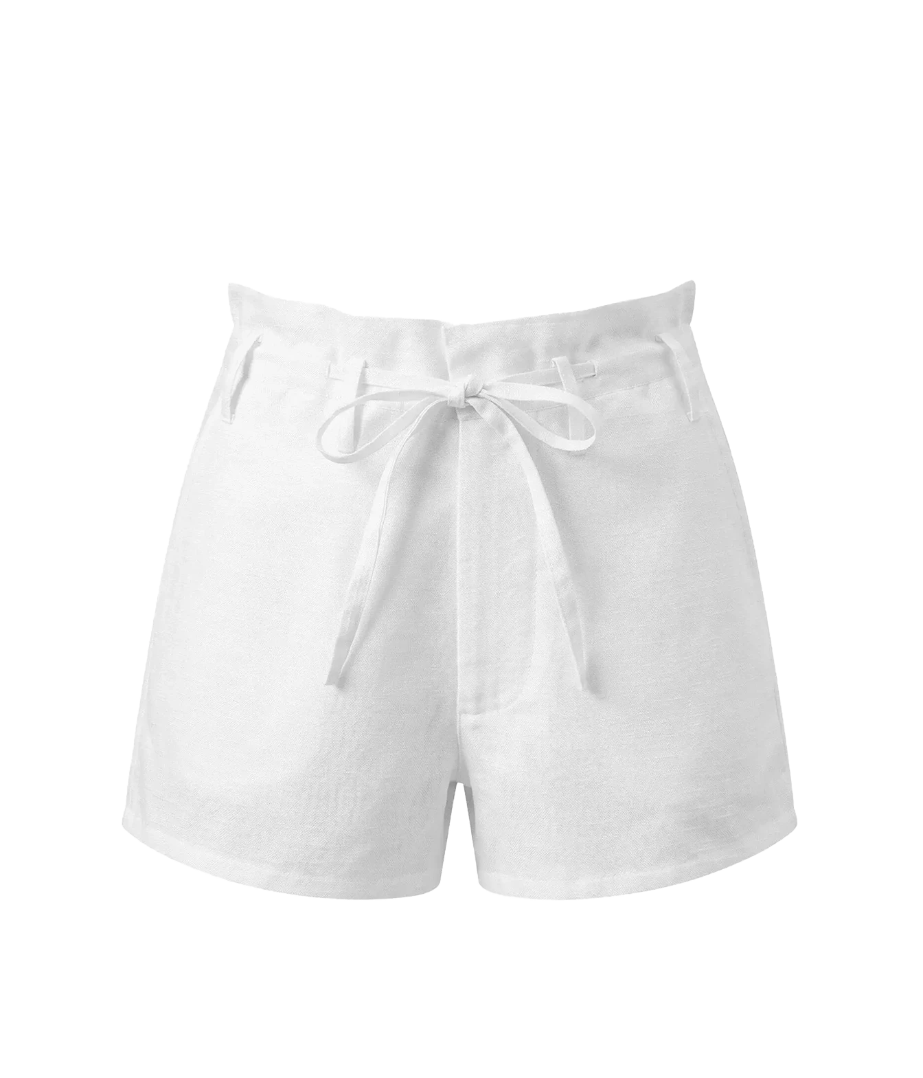 The Chan Luu Dupioni Shorts in White features functional belt loops and adjustable waist ties