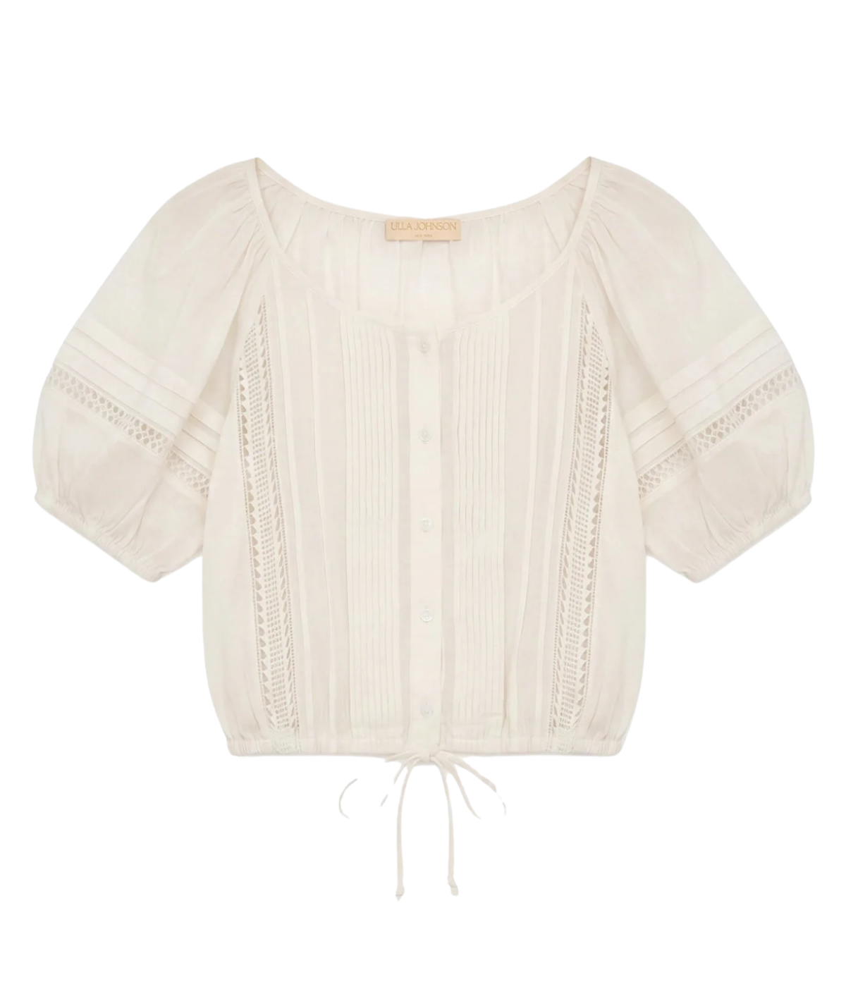 Clara Short Sleeve Cotton Top In Pristine