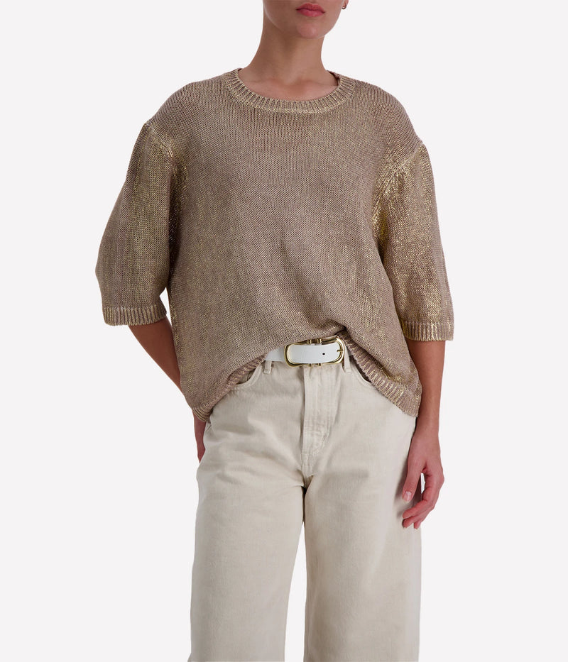 Short Sleeve Maglia in Noce Moscata Lamination
