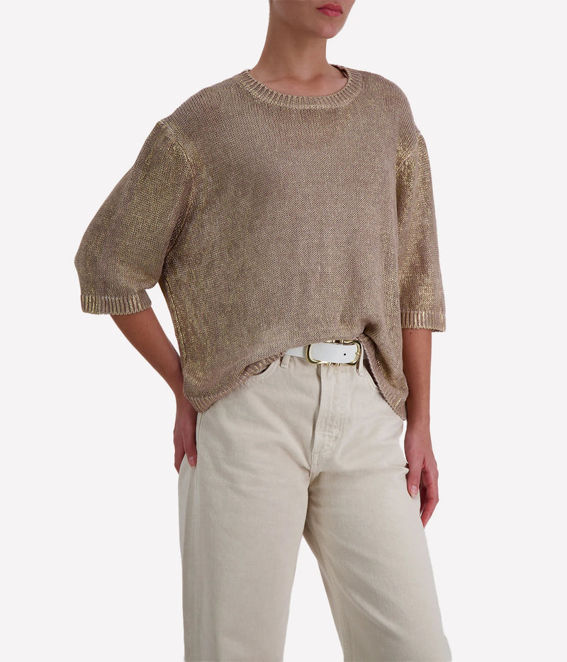 Short Sleeve Maglia in Noce Moscata Lamination
