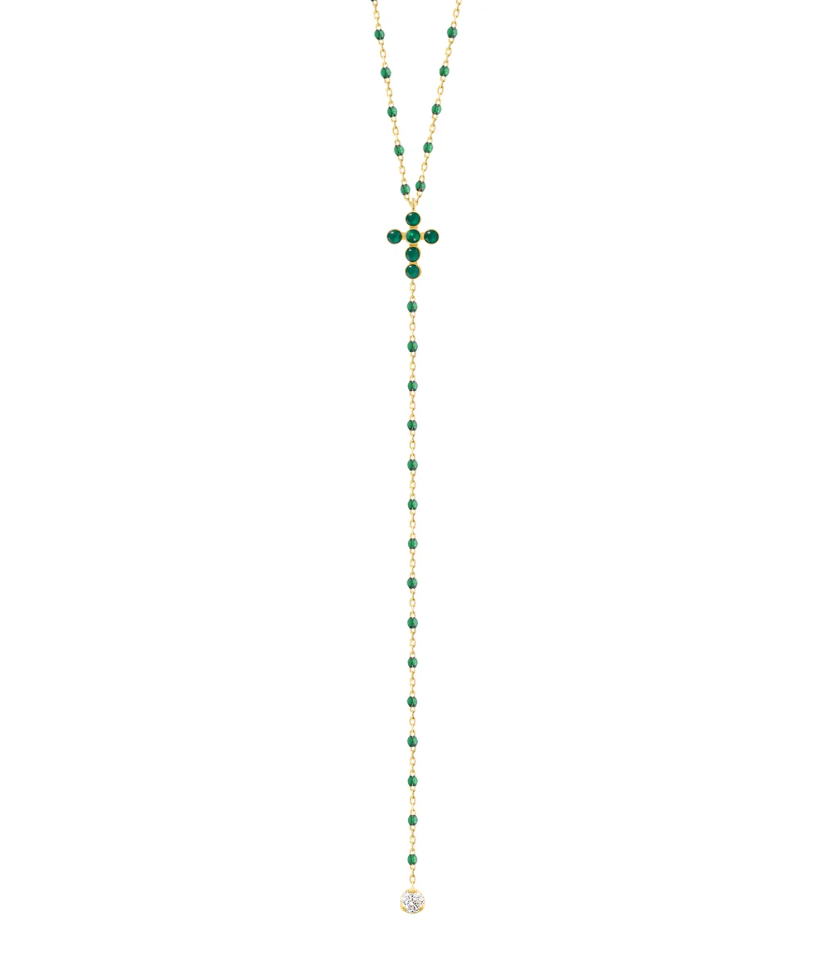 Cross Rosary 42cm 18ct Yellow Gold in Emerald