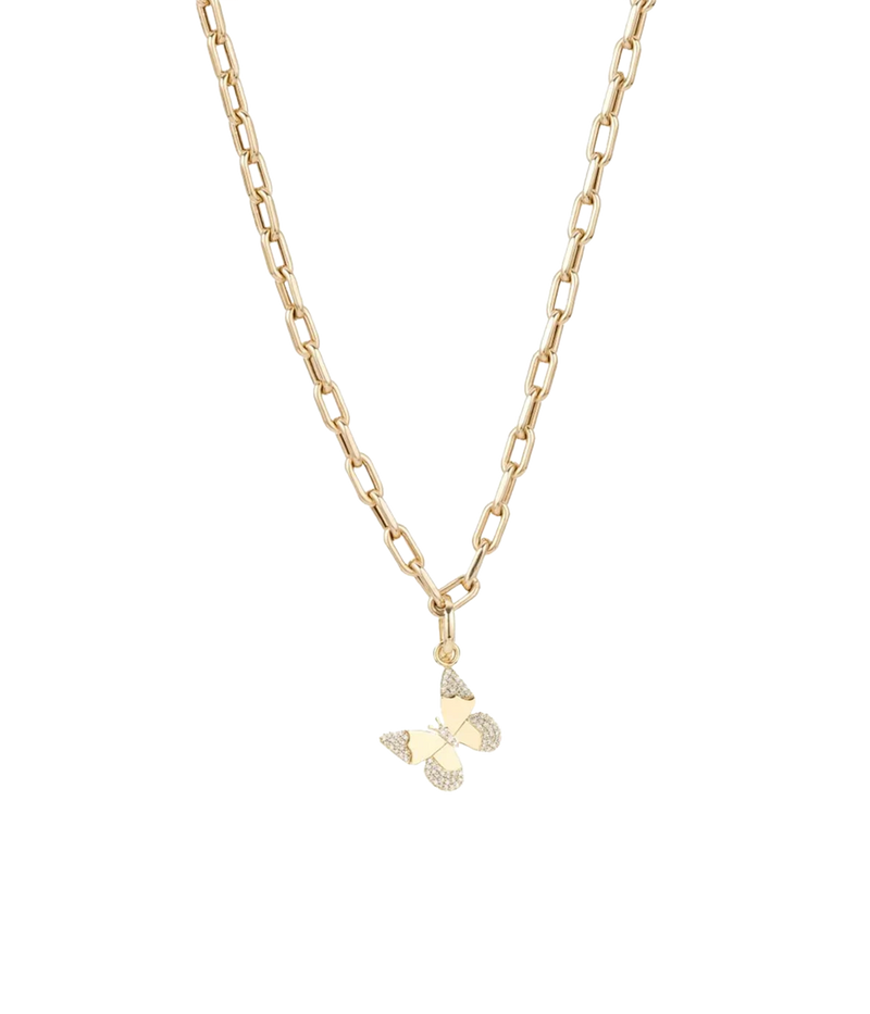 Diamond Butterfly Hinged Charm Y14 Fine Jewellery in 14k Yellow Gold