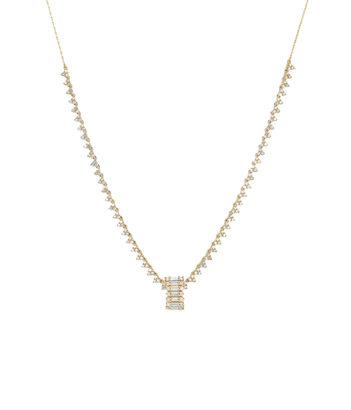 Adina Reyter Diamond Full Stack Baguette Big Bead in 14K Yellow Gold on a fine gold cable chain