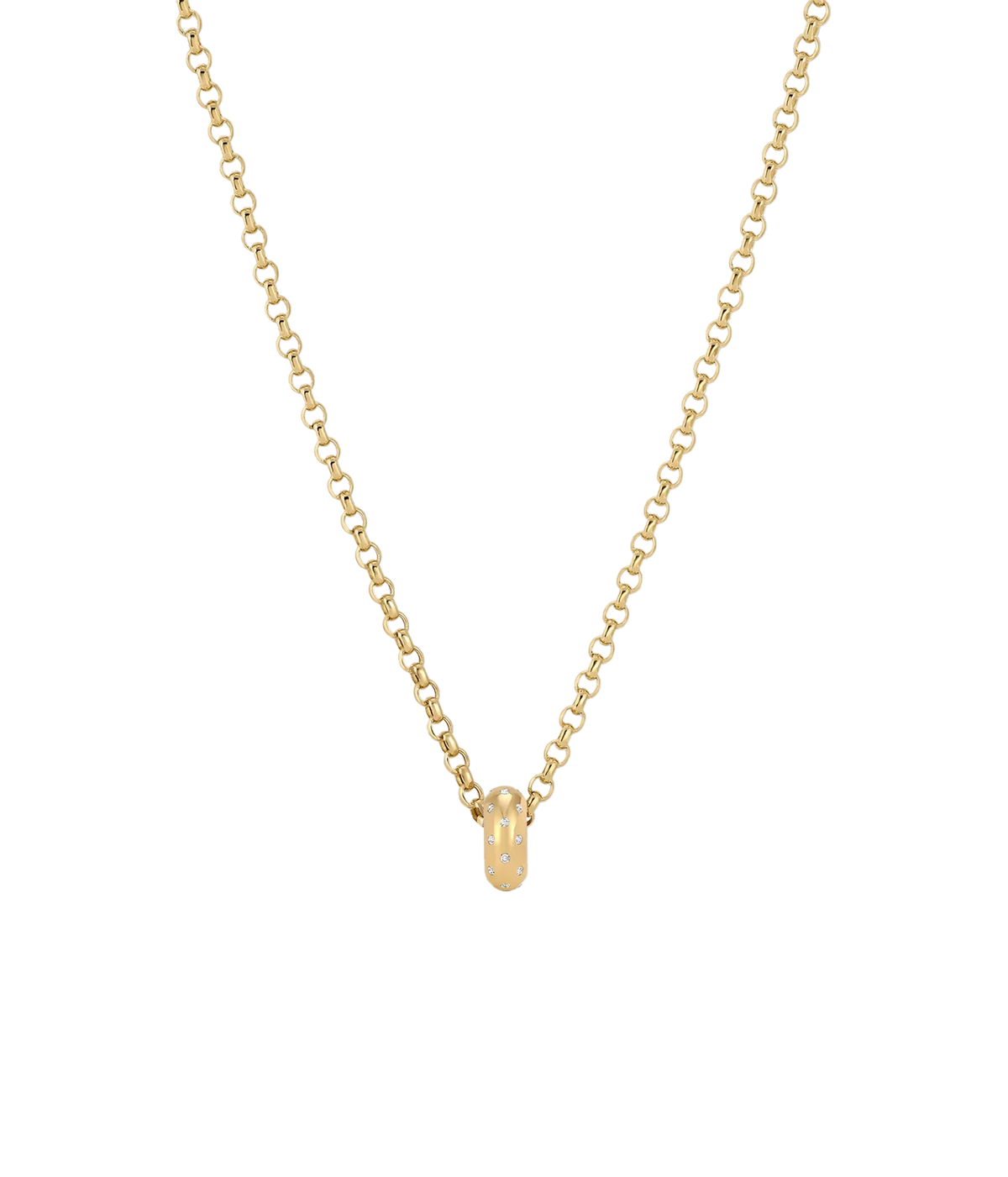 Adina Reyter Diamond Polka Dot Big Bead in 14K Yellow Gold on a slightly heavier gold chain necklace